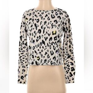 Whisper by Brodie Fine Cashmere sweater animal print leopard knit womans small